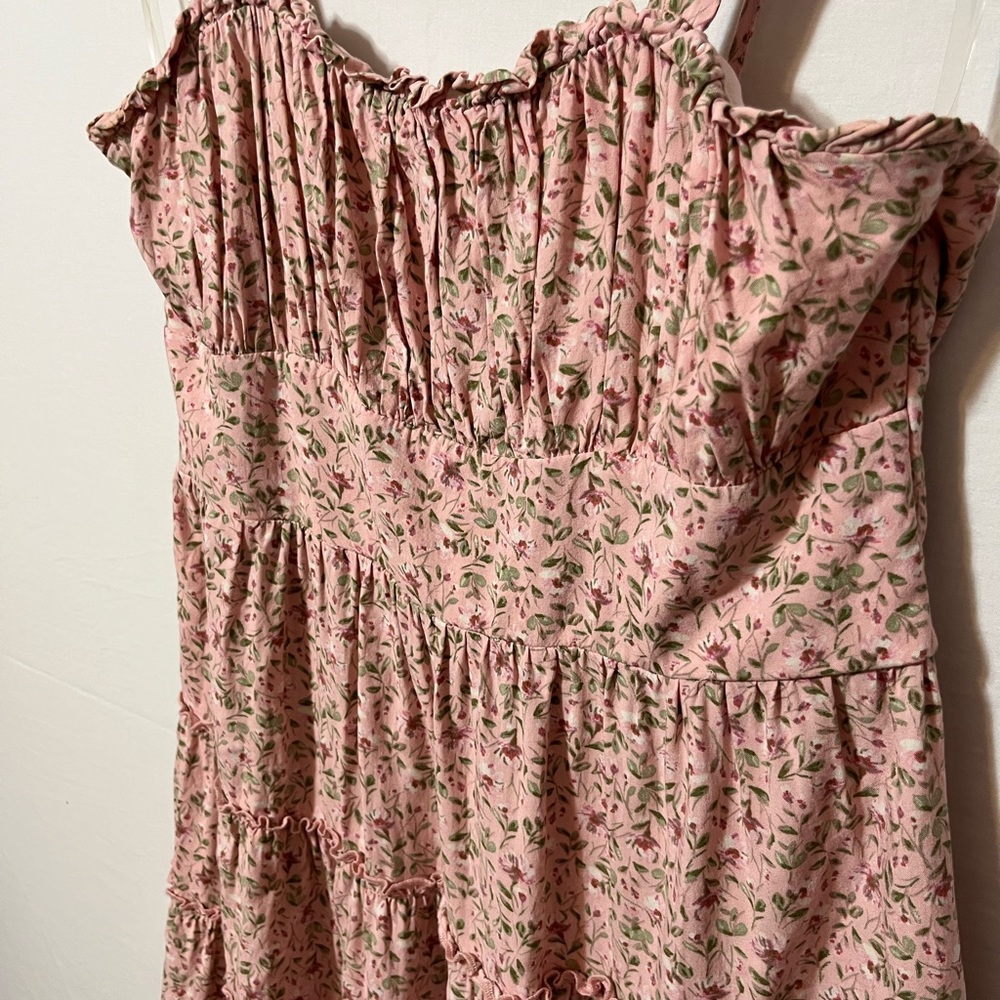Trixxi Pink Floral Flirty Tiered Mini Dress - Picture 6 of 13
